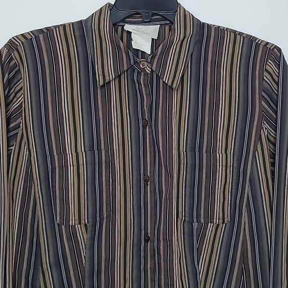 Voyage by Marina Rinaldi Stripe Button Down Shirt Size 25 - Picture 2 of 6